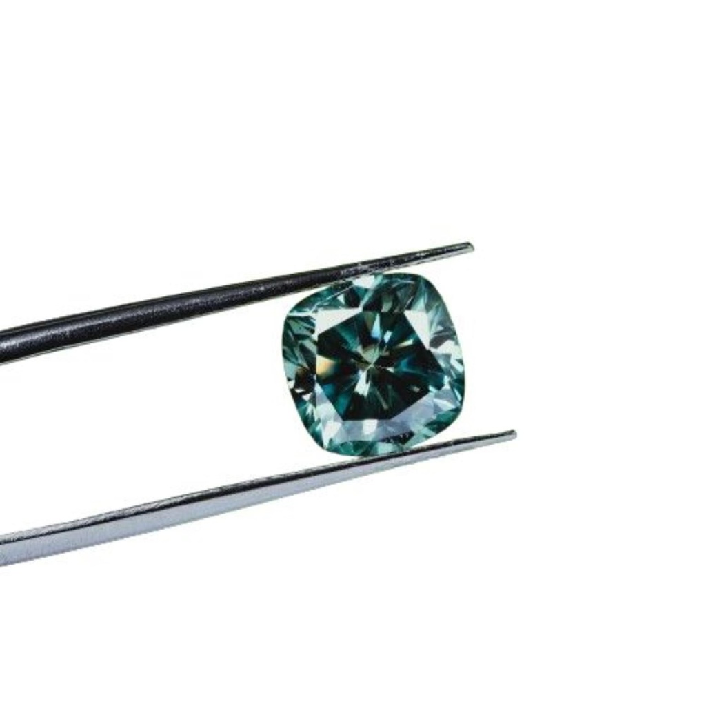 Loose Moissanite Peacock Blue Clean Cushion Cut 10.50 MM