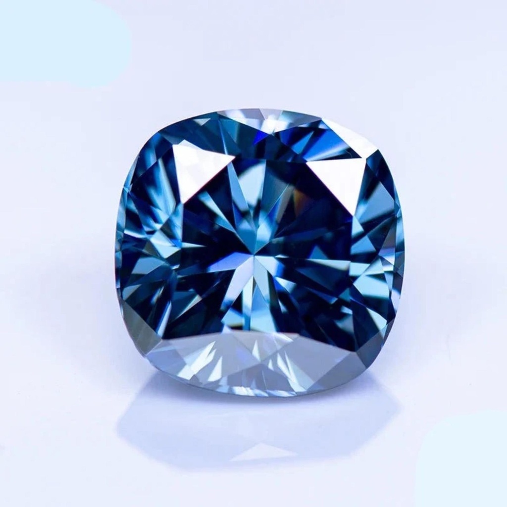 Loose Moissanite Royal Blue Clean Cushion Cut 7.50 MM
