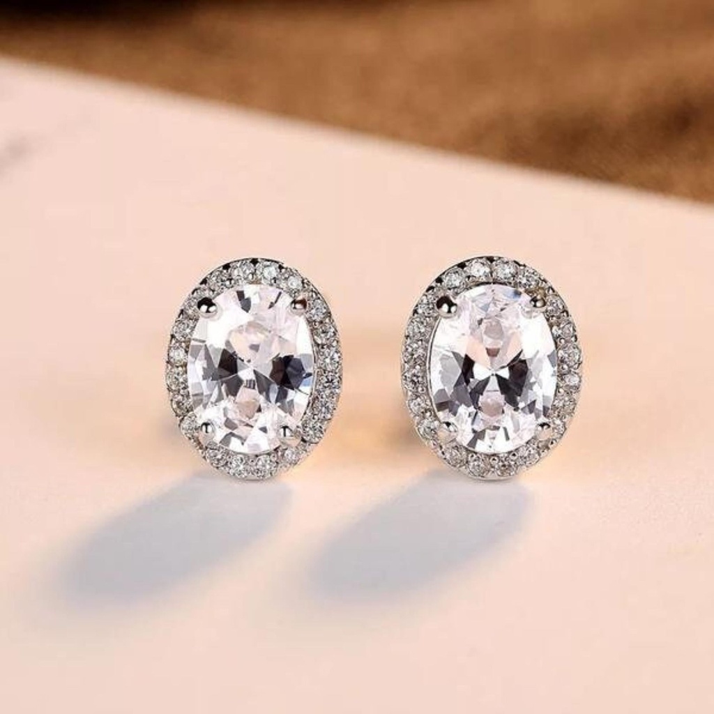 Lovely Oval Cut Full White Moissanite 10K/14K/18K,Solid White/Yellow/Rose Gold  Earring 4 Engagement,Wedding,Gift 