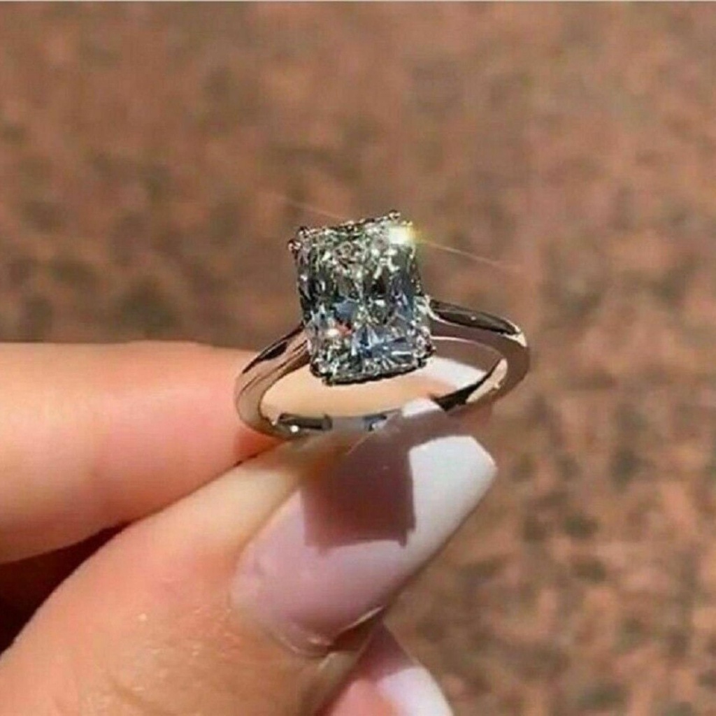  Radiant Cut Moissanite Engagement Ring, Hidden Halo Moissanite Ring, 925 Silver Ring Gift for Mothers , Customized Gift For Women