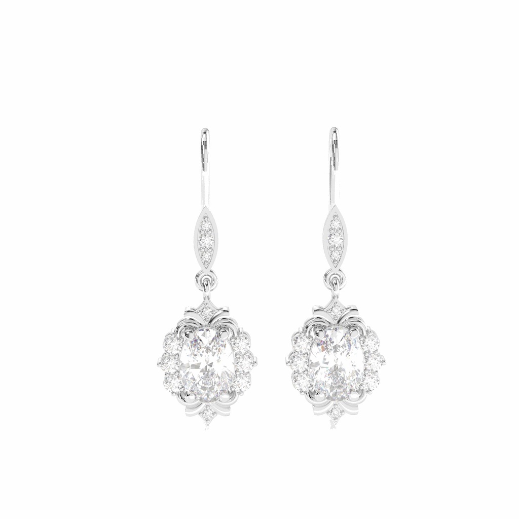 Drop/Dangle Earrings In 925 Sterling Silver Oval Cut