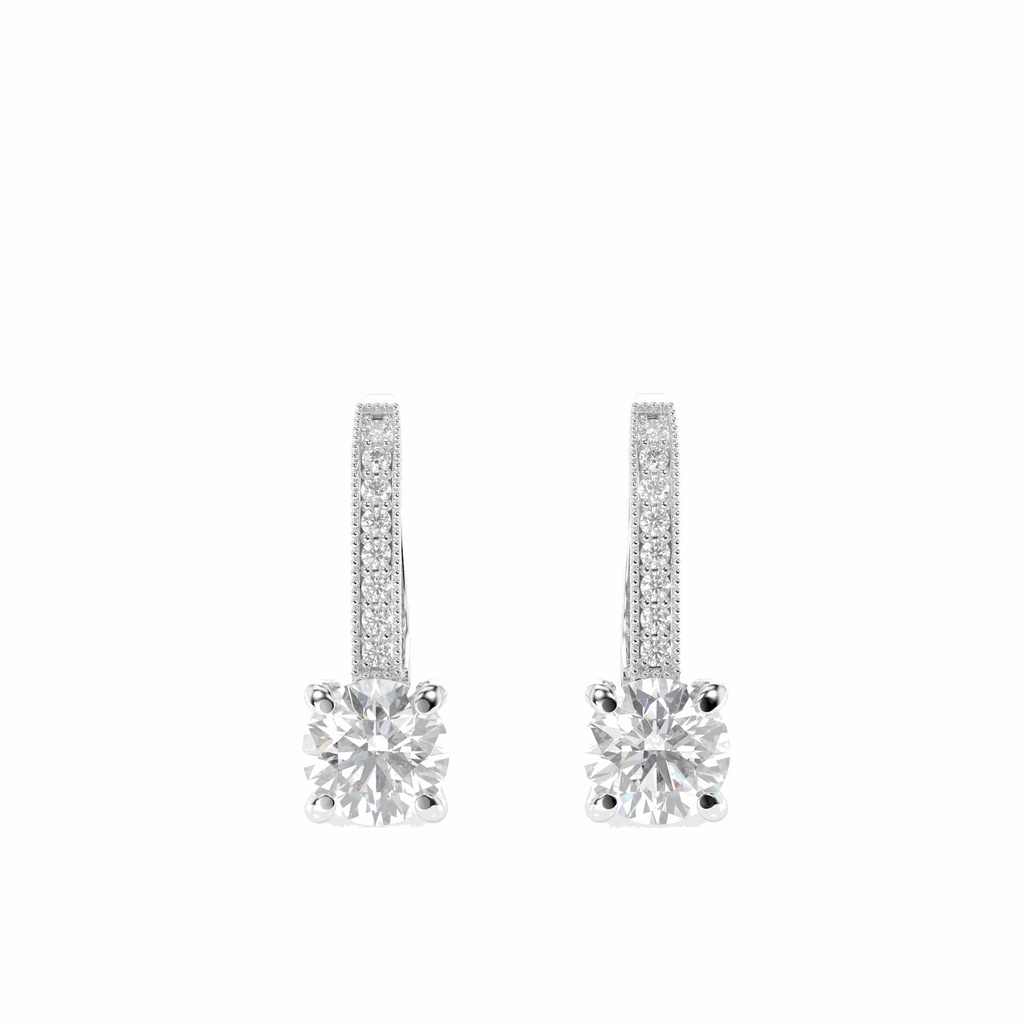 Round Cut Stone Hoop Earring For Women