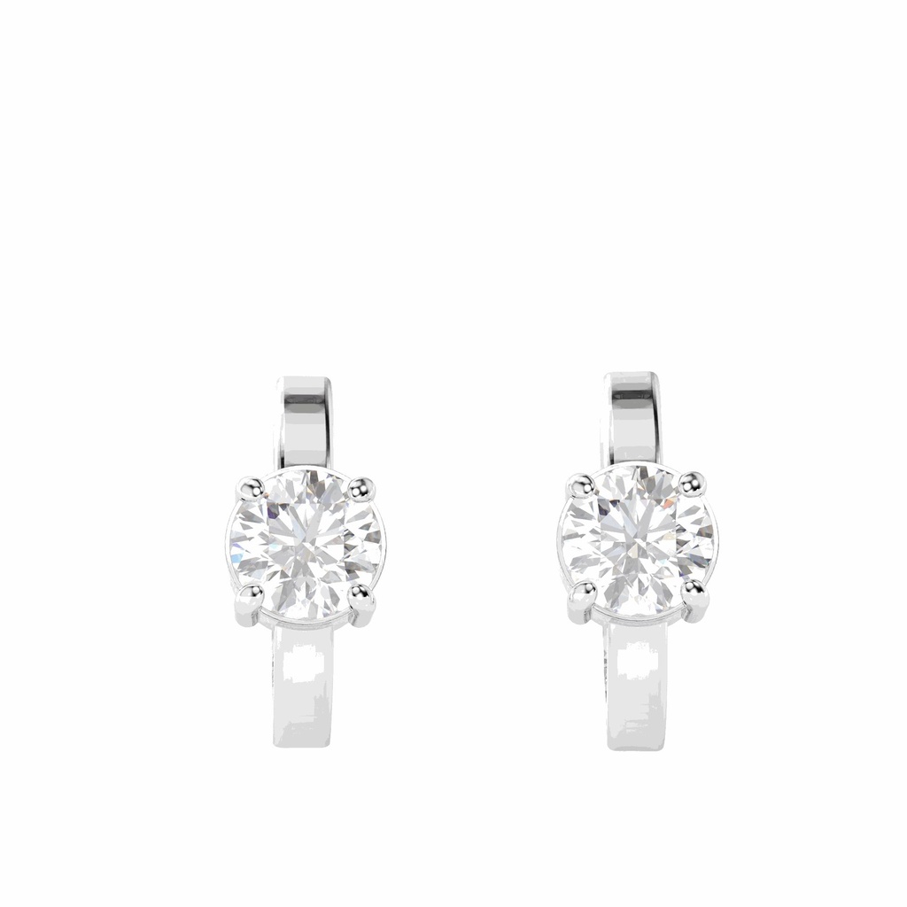 Round Cut Stone Hoop Earring For Women