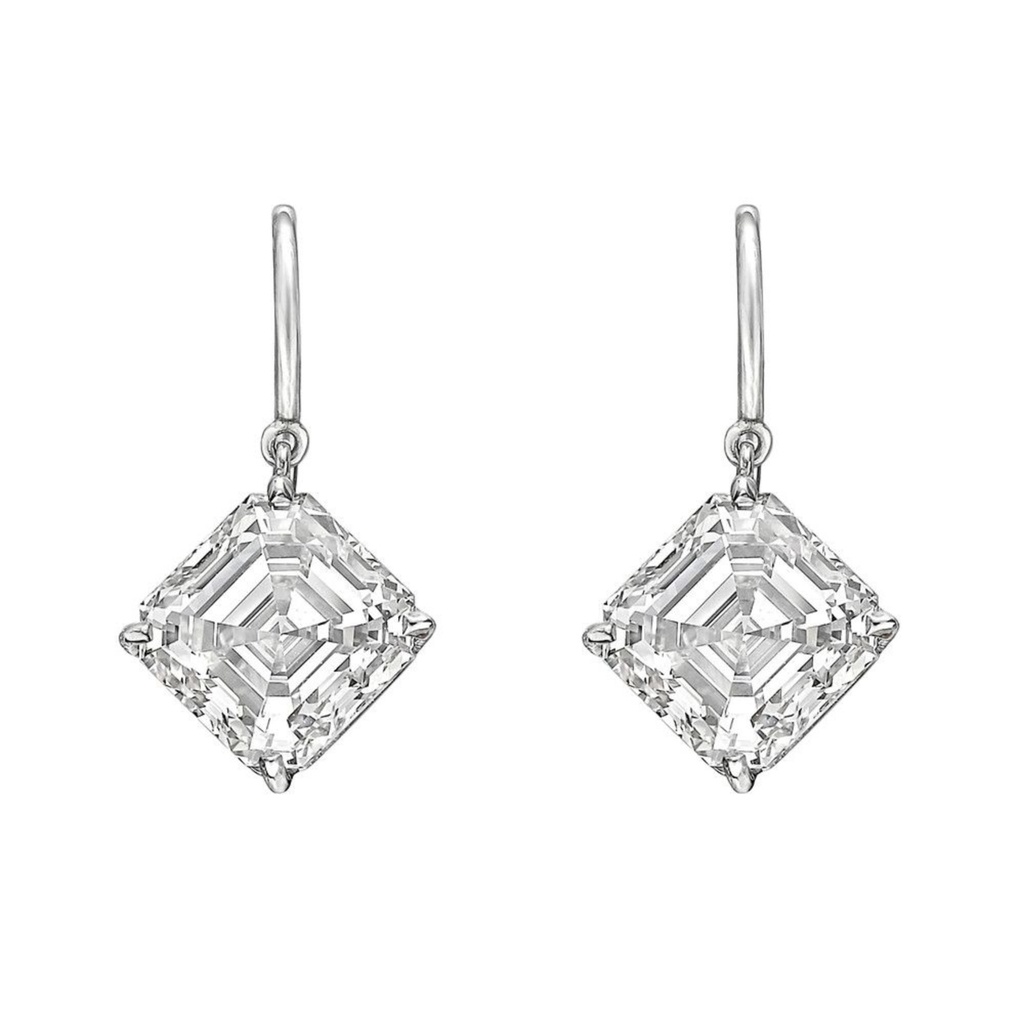 Asscher Cut Moissanite Solitaire  Drop Dangle Earring For Women