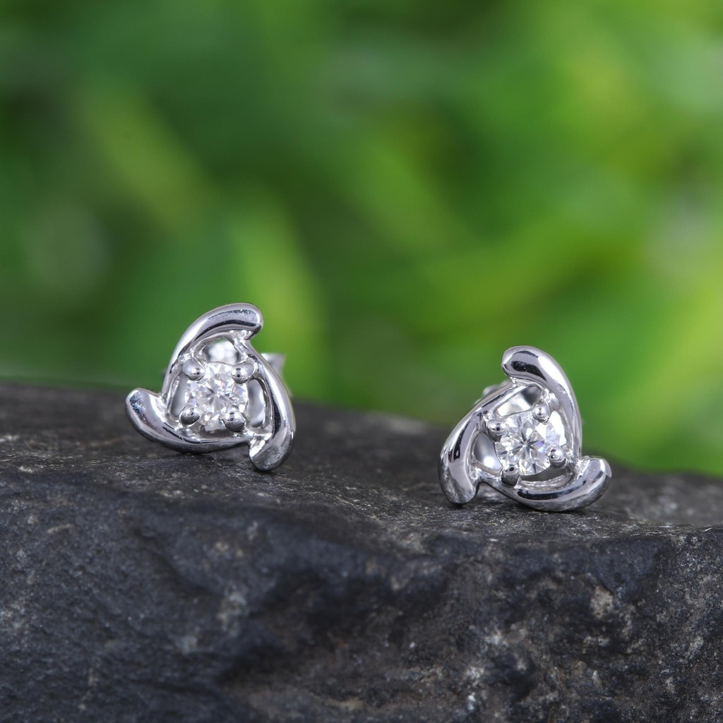 Round Cut Stone Stud Earrings for Women