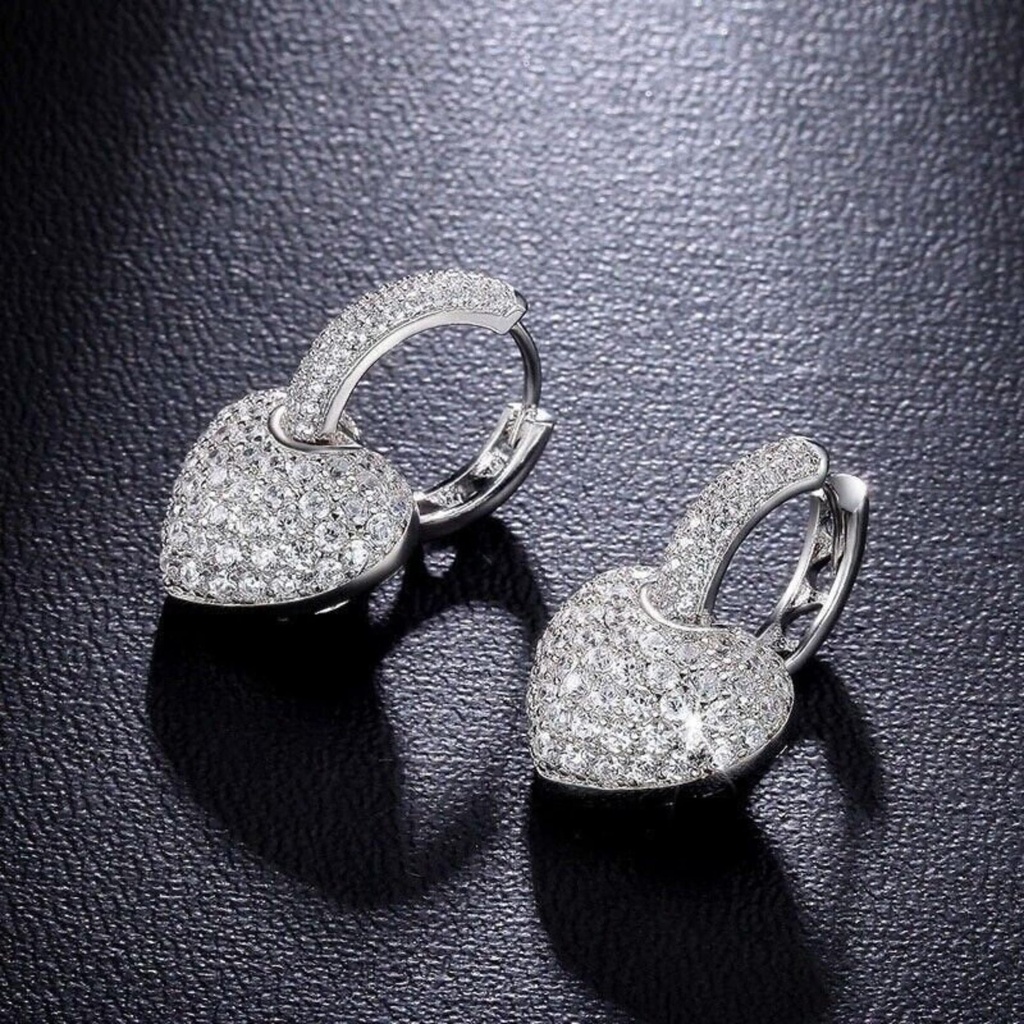 Hoop Earrings, Round Cut Simulated Diamond Women's Stud Earrings White 925 Sterling Silver Women's earring, Valentine Special