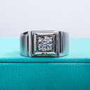 Diamond Men Ring 18K White Gold Plated Silver