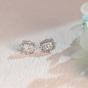  Halo Flower Radiant Moissanite Earrings/Solid Gold Moissanite Studs/Dainty Push Back Earrings Studs/Gold Stud Earrings