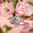 Gorgeous Heart Cut Lab Created Diamond Double Halo Engagement Ring, 14K White Gold Heart Cut Wedding Ring, Anniversary Love Gift Ring