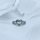 Heart Shape Unique Lab Grown Diamond Engagement Ring, 14K White Gold Dinty Ring, Minimalist Ring, Promise Ring, Gift For Her