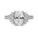 Oval Cut Diamond Engagement Ring, Round Brilliant Side Stone Solitaire Accent Ring, Lab Created Diamond Ring