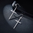 Cross Shape Earring 18K White Gold Plated Silver