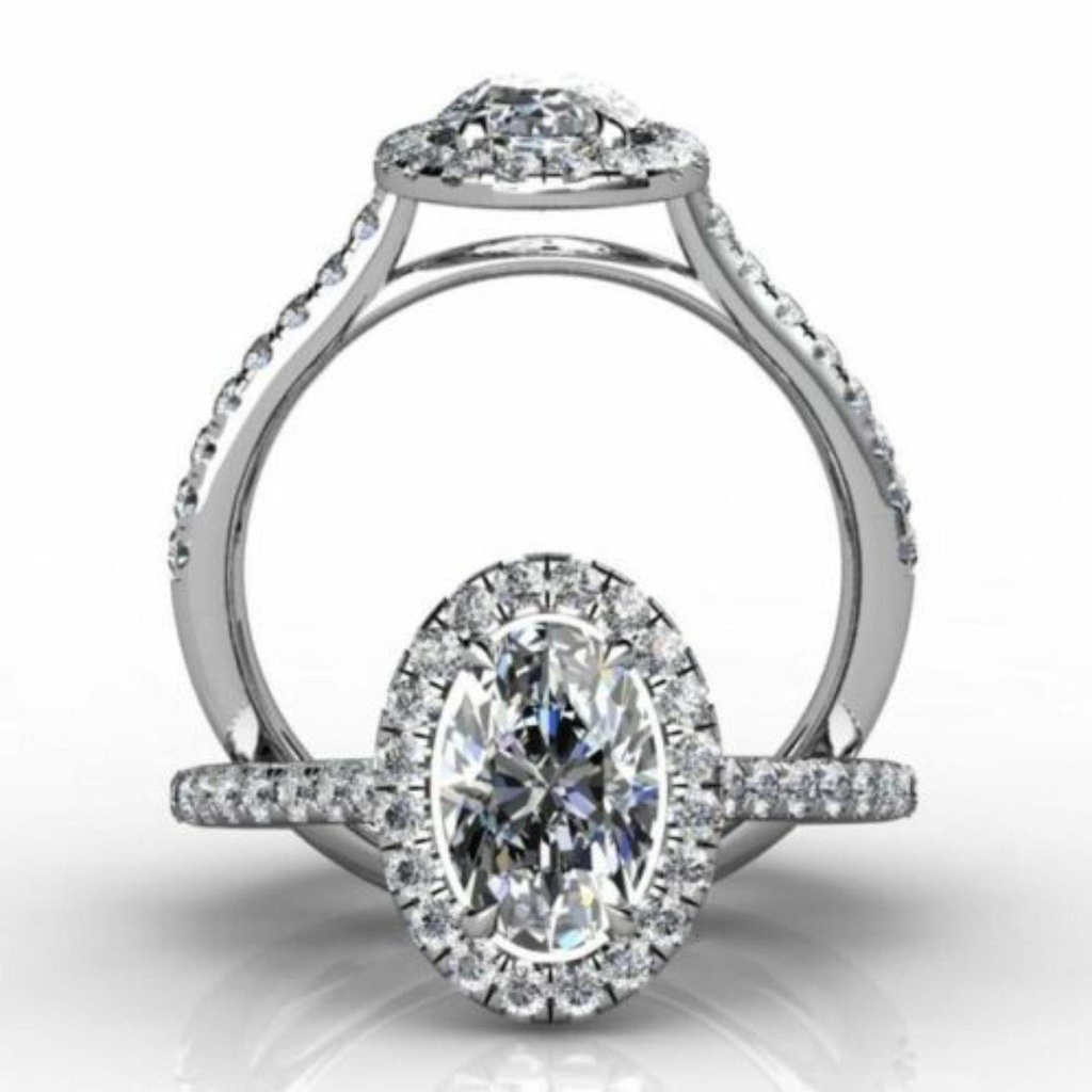 Oval Diamond Engagement Ring Women Ring