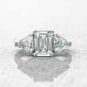 Emerald Diamond Three Stone Engagement Ring for Women