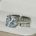 Bridal Set VVS-VS Clarity Round Cut LGD In 10K Gold Ring For Engagement