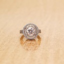 Round Cut LAB Created Diamond Halo Engagement Ring, Vintage Diamond Halo Ring, Double Halo Ring, Lab Grown Diamond Engagement Ring