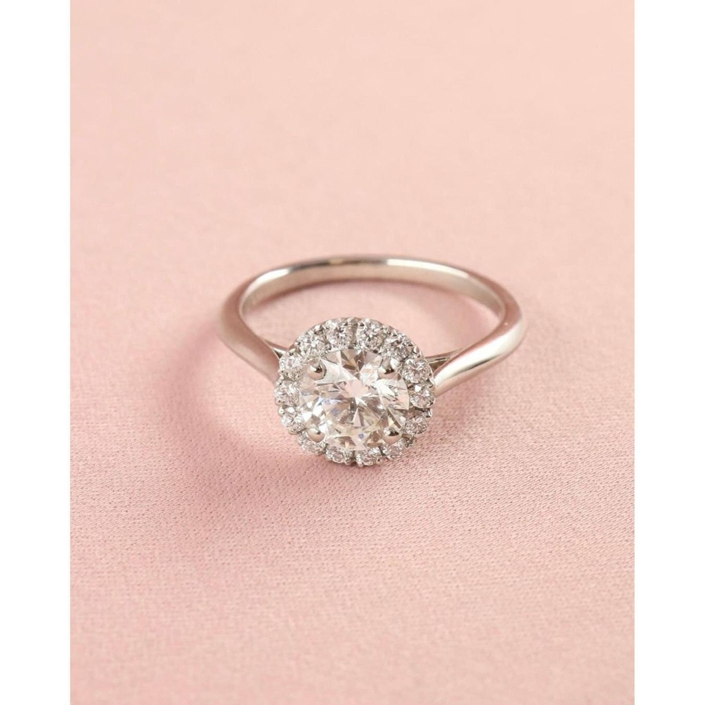 Halo VVS-VS Clarity Round Cut LGD In 10K Gold Ring For Engagement