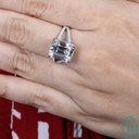 Emerald Cut  Engagement Ring Emerald and Round Split Shank - Handmade Ring, Anniversary Gift for Women