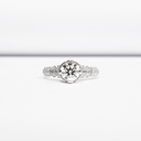 Antique inspired moissanite and diamond engagement ring handmade in white/rose/yellow gold or platinum