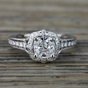 Old Vintage Antique Engagement Ring, Cushion Cut Moissanite Vintage Style Art Deco Wedding Ring, 10K White Gold Ring For Engagement