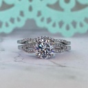 14K Solid Gold Wedding Sets /  Round Simulated Diamond Bridal Sets/ Moissanite Ring Set / Promise ring / 14K White Gold Ring For Women
