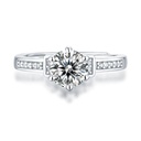 Solitaire Accents Brilliant Round Cut White Cubic Zirconia In 925 Sterling Silver Ring For Engagement