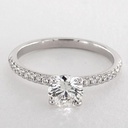 Solitaire With Accents White Round Cut Cubic Zirconia In 925 Sterling Silver Ring For Engagement