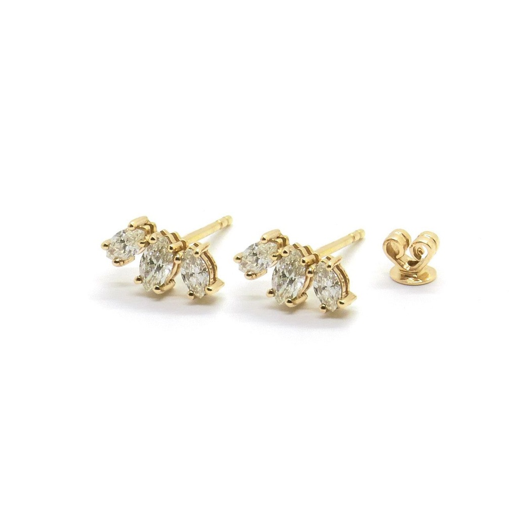 Marquise Diamond Three Stone Earrings For Women