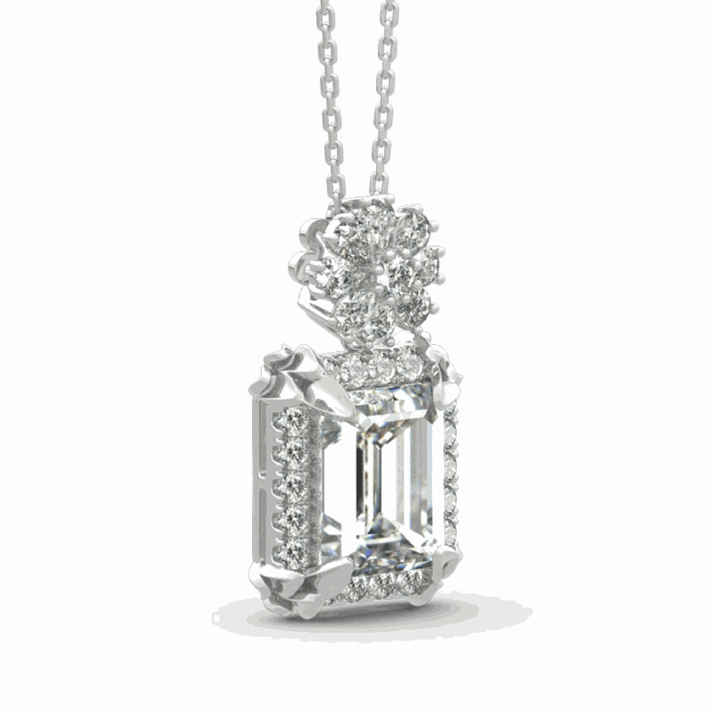 Emerald Diamond Pendant For Women