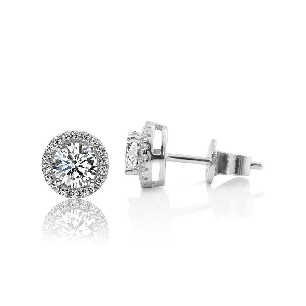  Round Moissanite Diamond Stud Earring