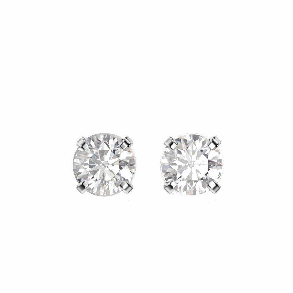 Solitaire Stud Earrings Round Cut For Women's