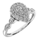  Diamond Pear Halo Engagement Wedding Ring Bridal 10K White Gold 1995