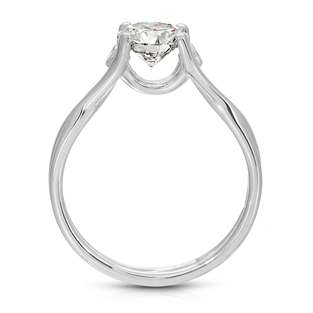 Invisible Basket Set Round Lab Grown Diamond Engagement Ring, 14K White Gold