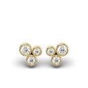 Diamond Studs / Diamond Bezel Set Studs / 14K Gold Dainty Round Cut Diamond Trio Stud Earrings / Earring for Daughter / Zhedora Fine Jewelry