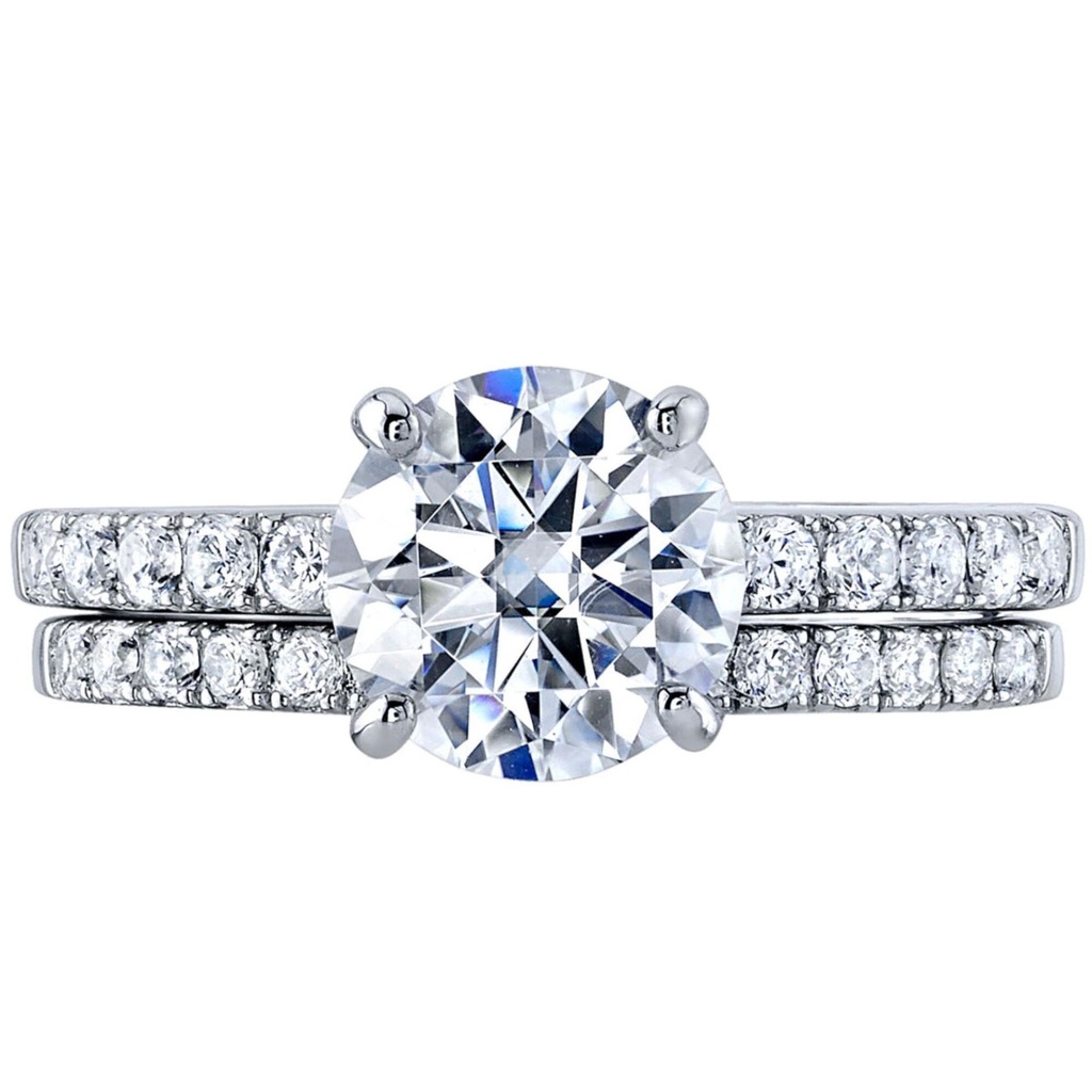 Bridal Set White Round Cut Cubic Zirconia In 925 Sterling Silver Ring For Engagement