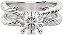 Round Cut Solitaire Cross Band Engagement Ring For Women