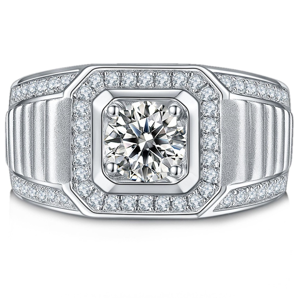  Round Cut Solitaire with Accents Ring For Men