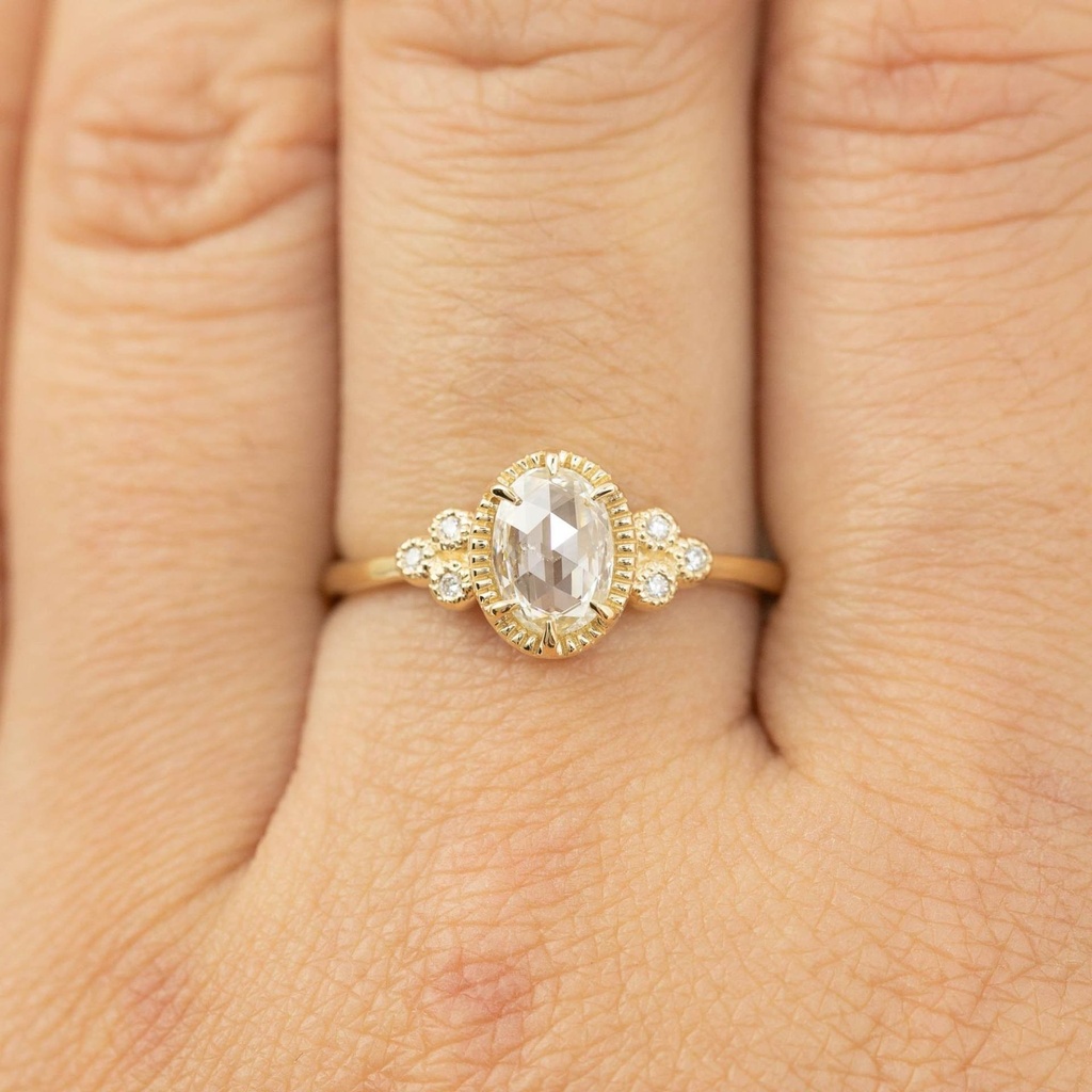 Oval diamond engagement ring, solid 14k gold, art deco inspired unique engagement ring, large oval diamond engagement ring