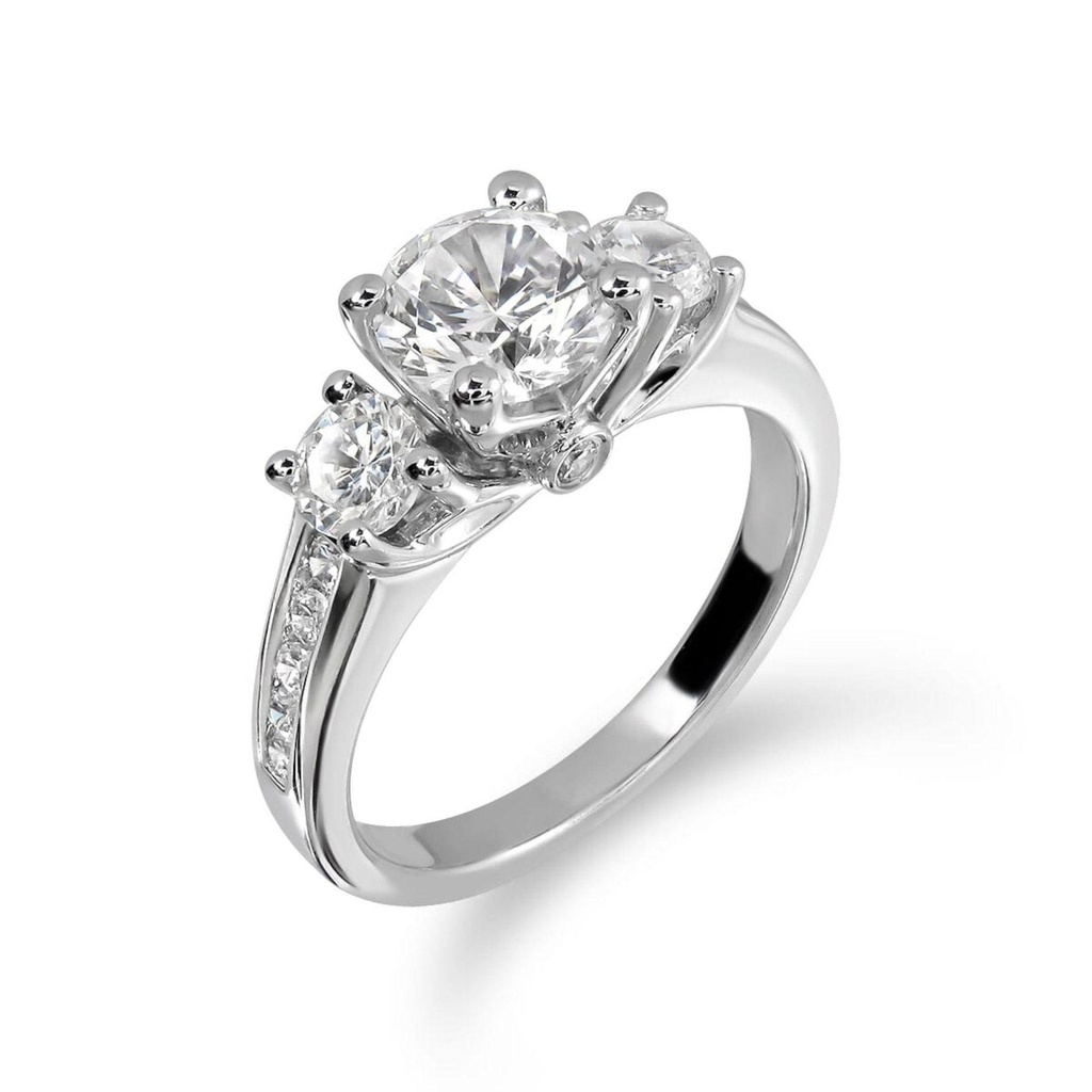 Round Diamond Three Stone Engagement Ring for  Women 
