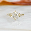 Princess Cut Diamond Cluster ring, 14k Yellow Gold Diamond Ring, Art Deco Diamond Ring, Multi Diamond Engagement Ring,Snowflake Diamond Ring