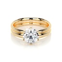 Round Diamond Bridal Set  -18K Yellow Gold