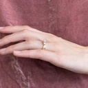 Round Cut Moissanite Three Stone Ring, 925 Sterling Silver Two Tone Wedding Ring, Engagement Ring, Women Diamond Ring, Anniversary Gift