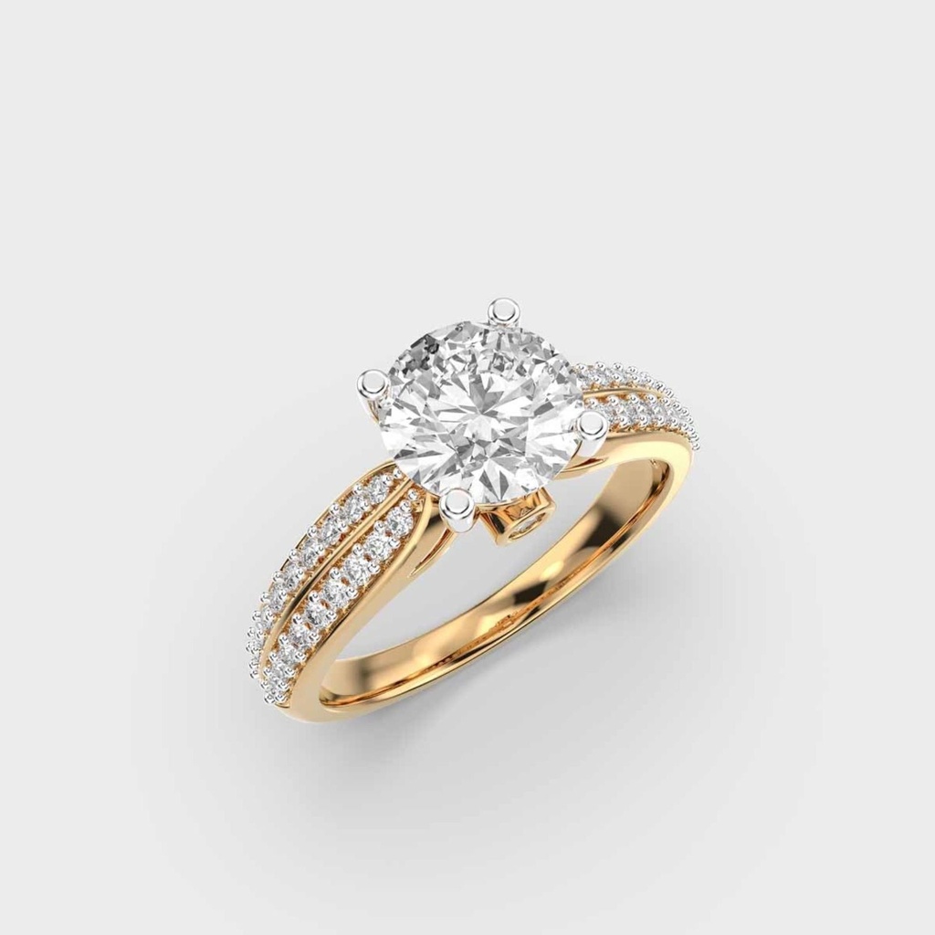Jewelbo Carat Lab Grown Diamond and Gold Ring For Women, Yellow Gold