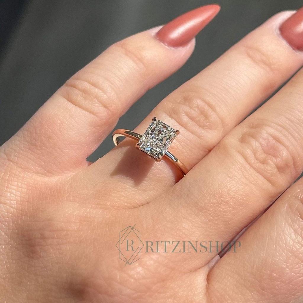  Solitaire Diamond Engagement Ring, Radiant Cut Wedding Ring, 14K Rose Gold Solitaire Ring, Gold Ring, Best Anniversary Gift For Her