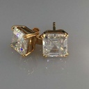  Asscher Cut Colorless Moissanite 10k gold Earrings, Wedding Earrings, Push Back Earring, bridal earrings , unique earrings