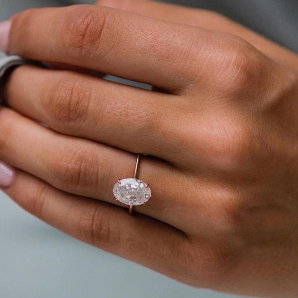 Oval Cut  Classic Solitaire Engagement Ring | 14K Rose Gold Hidden Halo Wedding Women Ring | Perfect Anniversary Gift For Her