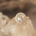 White Rose cut Moissanite Diamond Ring, Engagement Moissanite Diamond Ring 14K Rose Gold Plated Ring Anniversary, Birthday Gift