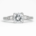 Moissanite and Diamond Art Deco Inspired Engagement Ring