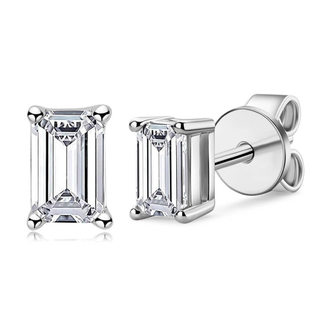 Emerald Cut Stud Earring For Her