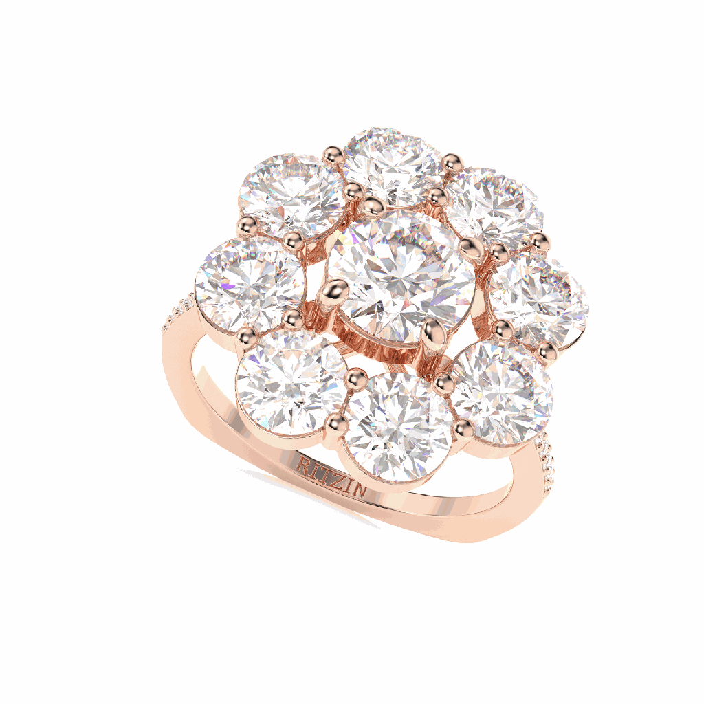 Round Diamond Floral Style Engagement Ring for Her